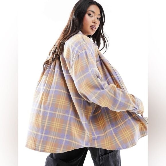 Flannel Oversized Boyfriend Shirt in Plaid in Dusk Peri size 3X - Picture 11 of 11